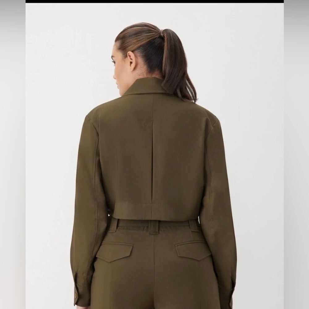NWT GATQ Women’s Olive Green Utility Cropped Shirt Jacket - Large - Picture 2 of 12